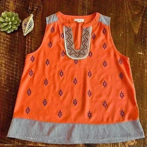 THML | Boho Embroidered Sleeveless Blouse